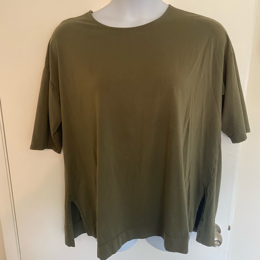 J. Jill Luxe Supima Ballet-Sleeve Tunic in Olive